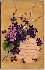 1910's Flower Bouquet Fig Greetings & Wishes Card Posted Postcard