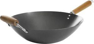 Hammond Flat Bottom Kohlenstoffstahl Wok, 14 Zoll, schwarz - Bild 1 von 7