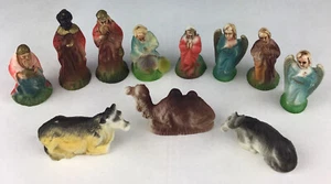 Mini Nativity Christmas Hard Plastic Figurines Set of 11 Figures Angel Camel Vtg - Picture 1 of 11