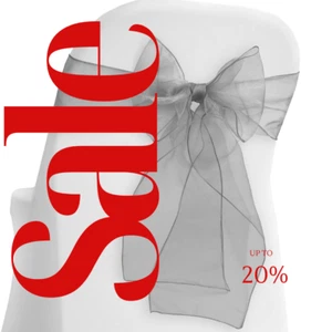 ORGANZA - SILVER - Chair Sashes Bows for Wedding Reception Event Banquets Chair - Picture 1 of 2
