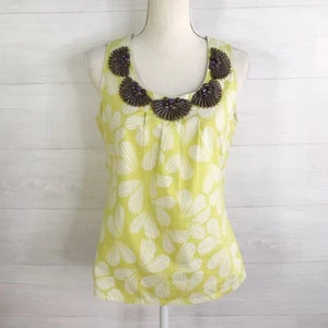 Boden - Top de algodón sin mangas amarillo-verde brillante escote con cuentas, talla 4 - Imagen 1 de 6