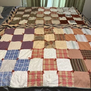Vintage Handmade Quilt Blanket Multicolor Patterns One Sided 72 X 60 in - Picture 1 of 18
