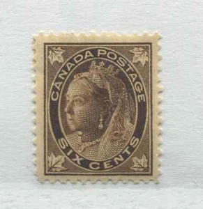 1897 QV 6 cents Leaf mint o.g. hinged - Picture 1 of 1