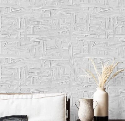 15.5" x 32ft Peel & Stick Wallpaper, Cream White Abstract Canvas Self-Adhesive - Image 1 of 4
