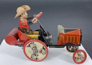 Alles Original 1929 Louis Marx Aufzieh Blech Cowboy Whoopee Auto funktioniert super ANSEHEN - Bild 1 von 8