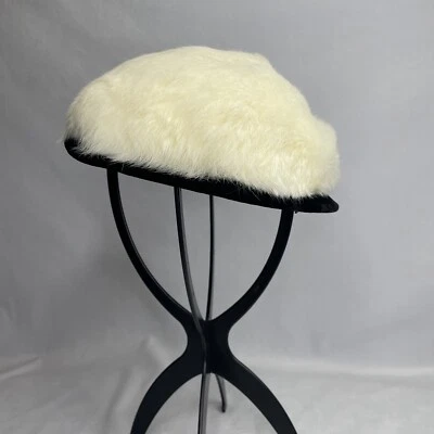 Women's Fur Hat White Winter Hat Newsboy - Image 1 of 4