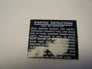 OMC NEW OEM STARTING INSTRUCTIONS DECAL PN 326402 - Foto 1 di 1