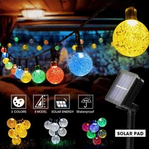 23FT Solar 50 LED String Light Outdoor Waterproof bubble ball Garden Decor Lamp - Picture 1 of 9