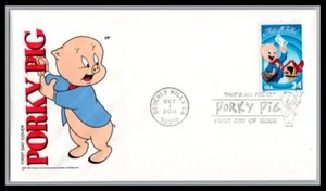US FDC # 3534 34c "That's All Folks" Porky Pig HF HFddtssed 2001, 9p3437 - Picture 1 of 1
