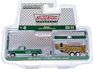 2015 GREENLIGHT Hitch & Tow Krispy Kreme 1968 Chevrolet C10 and Trailer NOC - Picture 1 of 4