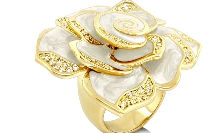 ANILLO LAUREN G ADAMS CHAPADO EN ORO ROSA ESMALTE BRILLANTE 7.5 (ETIQUETA TALLA 8) NUEVO CON ETIQUETAS $ 195 Foto 1 de 1