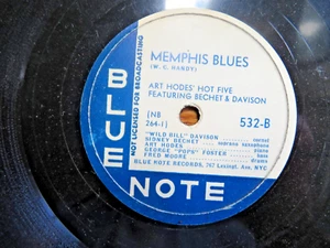 78 RPM-Art Hodes Hot Five Bechet/Davison-Memphis Blues/Shine BLUE NOTE 532 VG - Imagen 1 de 2