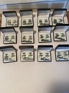 12 Pairs Of CUFFLINKS + Tie Clip • INCLUDES ALL 12 Sets - Picture 1 of 6