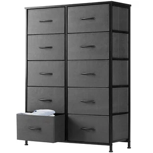 10-Fabric Drawer Dresser Storage Tall Chest of Drawers Organizer Storage Cabinet - Picture 1 of 14