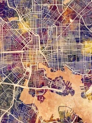 海报 - 巴尔的摩地图,现代抽象城市街道,4 种尺寸 — 第 1/4 张图片