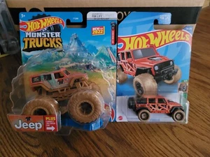 2022 Hot Wheels 099 Jeep Monster Truck & regular Treasure Hunt Jeep Wrangler. - Picture 1 of 6