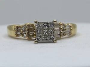 14K YELLOW GOLD RING w 9 PRINCESS CUT, 14 BAGUETTE & 6 RBC DIAMONDS - SIZE 8.75* - Picture 1 of 20
