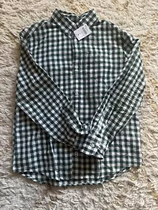 Crewcuts J Crew Boys Green And White Gingham button down shirt Size 12 New - Picture 1 of 5