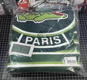 LACOSTE Logo Golf Striped cotton Beach Green Towel 36" x 72" NEW - Picture 1 of 4