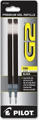 BRANDED Pilot G2, 2/Pack Gel Ink Refill for Rolling Ball Pens, Fine Point,0.7mm Black