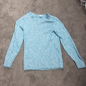 LL Bean Sweater Womens Medium Blue Chunky Grandma - Picture 1 of 8
