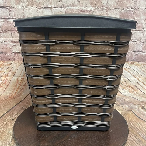 Longaberger Basket Dark Brown Hamper Laundry Basket with Lid 19”x16” Cover