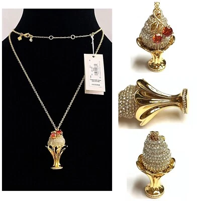 NWT Kate Spade ICE CREAM SUNDAE 12-K Gold Plated CZ Crystal Long Necklace-$129 - Image 1 of 4