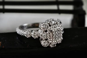Judith Ripka Sterlingsilber CZ Pave Cluster Kabel Cocktail Band Ring Größe 7 - Bild 1 von 6