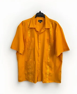 Camisa Omega Moda Guayabera Para Hombres 3XL Cubana Calce Suelto Bordada Mezcla de Algodón Foto 1 de 4