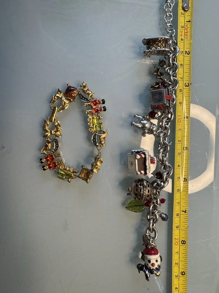 Brighton Crystal "Holiday Frolic" Christmas Charm Bracelet W/ Bonus Bracelet - Image 1 of 4