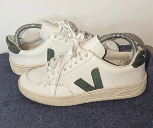 Veja V-12 Sneakers Womens Size 7 Extra White Green Vegan Leather Lace Up - Picture 1 of 16