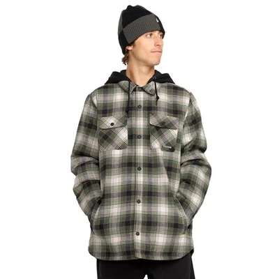 Volcom Kenson Insulated Flannel Jacket Black Green 2026 Snowboard Shirt City - Image 1 of 4