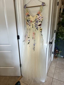 Fairy Prom Dresses Flowers Evening Dress Tulle Graduation Party Yellow Size 2 - Picture 1 of 7