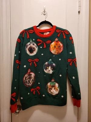 Suéter de Fiesta Vintage Unisex Gato "Feo" Navidad Suéter Talla L Foto 1 de 4