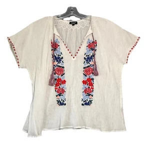 Tolani weiße Bluse mit besticktem Blumenmuster Damen Large - Bild 1 von 8