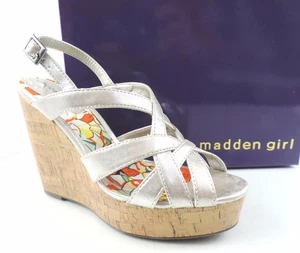 Madden Girl by Steve Madden Ennette Platform Wedge Sandal Heels Silver Size 10 - Picture 1 of 10