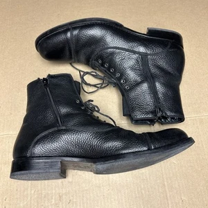 Antonio Maurizi Pebbled Leather Cap Toe Boots Men's SZ 43 US 10 Black - Picture 1 of 21