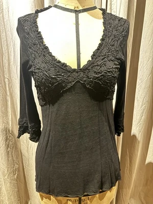 Ann Ferriday VTG Sequin Cotton Jersey Top S/M - Image 1 of 4
