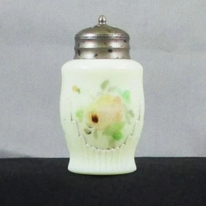EAPG JEFFERSON #2501 COCTELERA DE VIDRIO DE CREMA ACANALADA DECORADA CON FLORES - Imagen 1 de 7