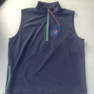 Giacca sportiva leggera Donald Ross golf 1/4 zip gilet senza maniche blu scuro nuova con etichetta - Foto 1 di 7