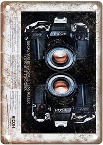 Ricoh Vintage Filmkamera Werbung Retro Look Blechschild C1608 von 1986 - Bild 1 von 2