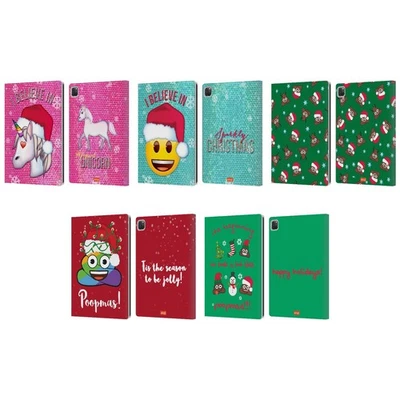 OFFICIAL emoji® CHRISTMAS LEATHER BOOK WALLET CASE COVER FOR APPLE iPAD - Image 1 of 4