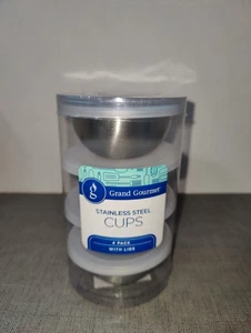 Stainless Steel Cups with Lids Grand Gourmet-New - Picture 1 of 4