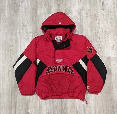 Vintage Detroit Red Wings Starter Pullover Puffer Jacket Mens XL NHL Side Zip - Image 1 of 4