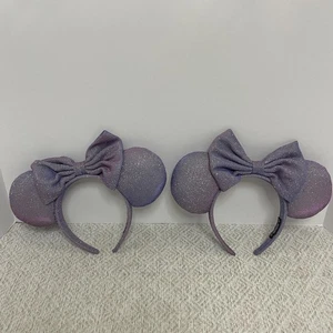 Juego de 2 diademas con lazo brillantes moradas con orejas de Minnie Sparkling Member para mujer - Imagen 1 de 3