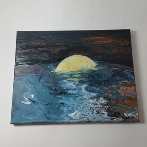 Original Acrylic Painting 14" x 12" Moonlight Landscape - Michael Wise - Picture 1 of 10
