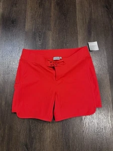 Athleta Board Shorts Red Drawstring Pockets Athletic Swim Outdoors Women's 12 - Picture 1 of 10
