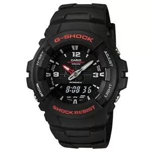 Casio G100-1BV, G-Shock 200 Meter WR Black Resin Watch, Analog/Digital, Alarm - Picture 1 of 2