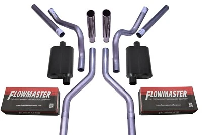 Chevy GMC C10 63-72 2.5" Dual Exhaust Kits Flowmaster 40 Series Rolled Clamp C - Image 1 of 3