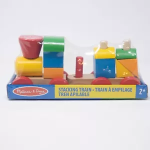 Melissa Doug Solid Wood Stacking Train Toy Bright Colors 12 Pieces Toddler 2+ - Picture 1 of 10